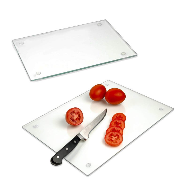 Light In The Dark Tempered Glass Cutting Board - Long Lasting Clear Glass - Scratch Resistant, Heat Resistant, Shatter Resistant, Dishwasher Safe. (2 Large 12x16") - Image 2